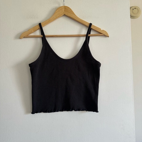 Anthropologie Saturday Sunday Waffle Knit Cropped Gray Tank Top size Small EUC - Picture 2 of 7